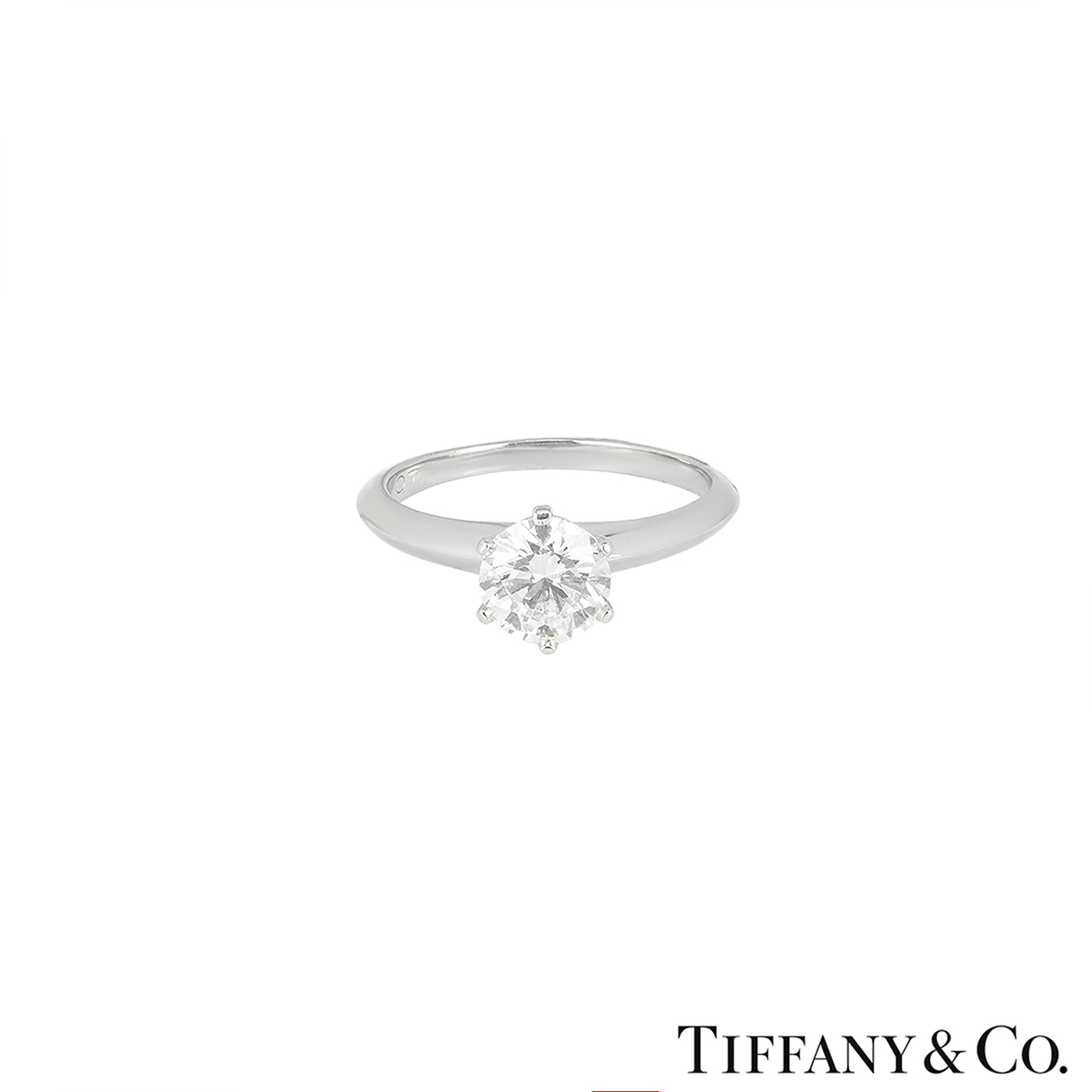 Tiffany & Co. Platinum Round Brilliant Cut Diamond Setting Ring 1.07ct E/VVS2